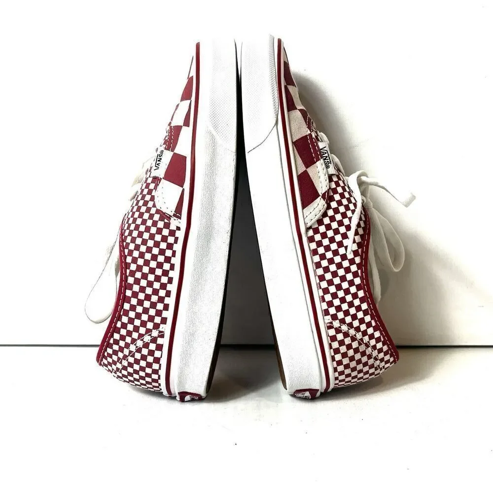 VANS OFF The Wall Red Check Canvas Skate Shoes Women's 6 Low Top Lace Up Sneaker